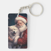 Akita met Sinterklaas Feestelijke Kerstmis Sleutelhanger (achterkant)