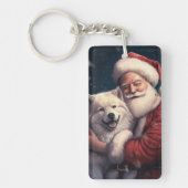 Akita met Sinterklaas Feestelijke Kerstmis Sleutelhanger (Voorkant)
