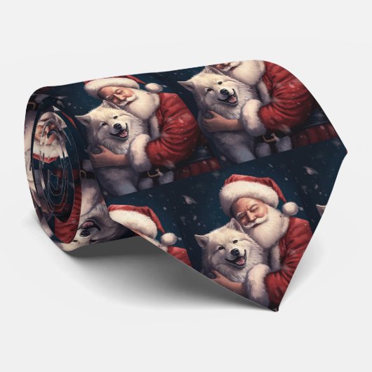 Akita met Sinterklaas Feestelijke Kerstmis Stropdas (Opgerold)