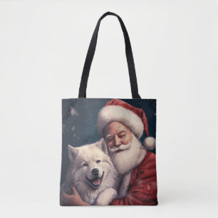 Akita met Sinterklaas Feestelijke Kerstmis Tote Bag