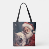 Akita met Sinterklaas Feestelijke Kerstmis Tote Bag (Achterkant)