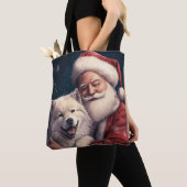 Akita met Sinterklaas Feestelijke Kerstmis Tote Bag (Dichtbij)