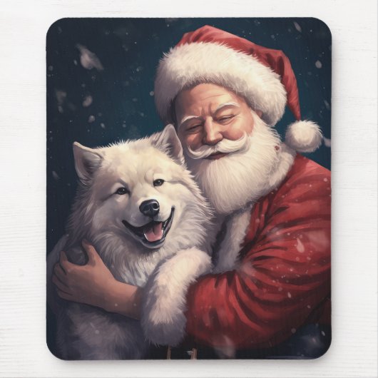 Akita met Sinterklaas Festive Kerstmis Muismat (Voorkant)