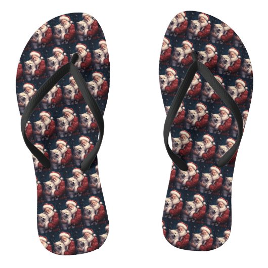 Akita met Sinterklaas Festive Kerstmis  Teenslippers (Voetbed)