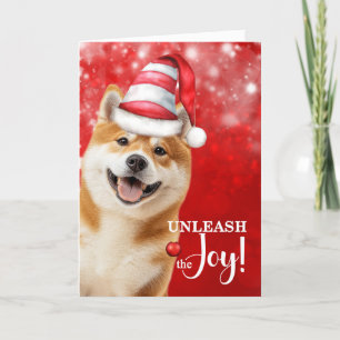 Akita of Shiba Inu-hond ontketent de vreugde van K Feestdagen Kaart