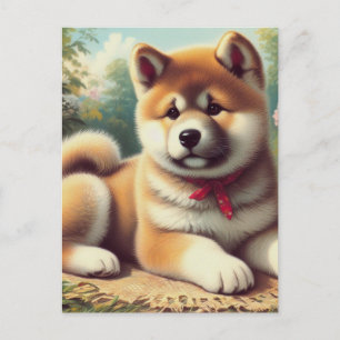 Akita olieverfschilderij Briefkaart