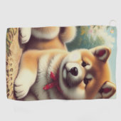 Akita olieverfschilderij Golfhanddoek (Horizontaal)