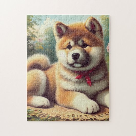 Akita olieverfschilderij Legpuzzel (Verticaal)