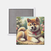 Akita olieverfschilderij Magneet (Voorkant / Achterkant)