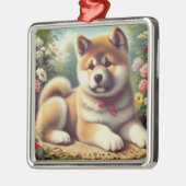  Akita olieverfschilderij Metalen Ornament (Links)