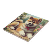 Akita olieverfschilderij Tegeltje (Zijkant)