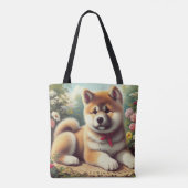 Akita olieverfschilderij Tote Bag (Achterkant)