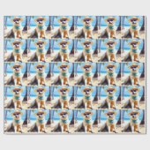 Akita op strand, zomercadeau voor hondenliefhebber cadeaupapier (Vlak)