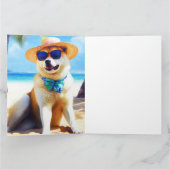 Akita op strand, zomercadeau voor hondenliefhebber kaart (Binnen)