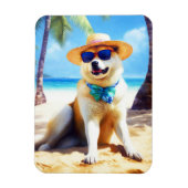 Akita op strand, zomercadeau voor hondenliefhebber magneet (Verticaal)