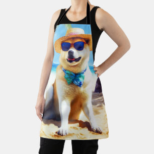 Akita op strand, zomercadeau voor hondenliefhebber schort