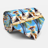 Akita op strand, zomercadeau voor hondenliefhebber stropdas (Opgerold)