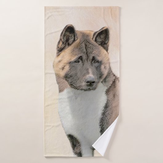 Akita Painting - Cute Original Dog Art Bad Handdoek (Badhanddoek)