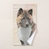 Akita Painting - Cute Original Dog Art Bad Handdoek (Handdoek)