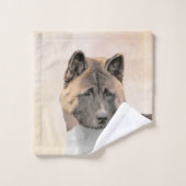 Akita Painting - Cute Original Dog Art Bad Handdoek (Wasdoekje)