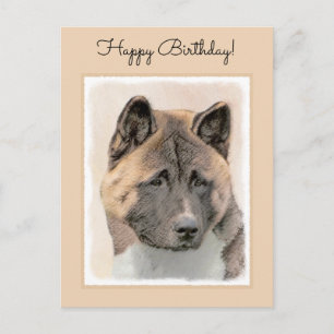 Akita Painting - Cute Original Dog Art Briefkaart