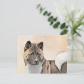 Akita Painting - Cute Original Dog Art Briefkaart (Staand voorkant)