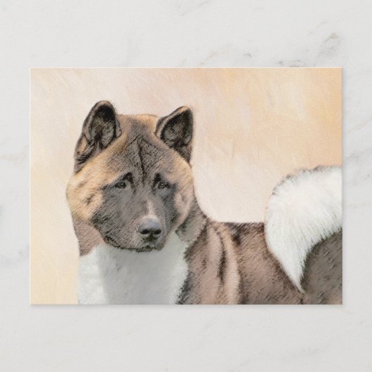 Akita Painting - Cute Original Dog Art Briefkaart (Voorkant)