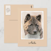 Akita Painting - Cute Original Dog Art Briefkaart (Voorkant / Achterkant)