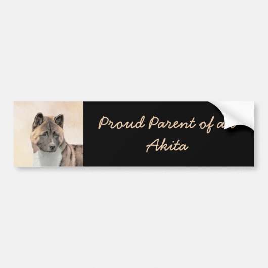 Akita Painting - Cute Original Dog Art Bumpersticker (Voorkant)