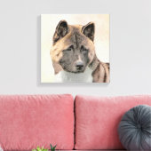 Akita Painting - Cute Original Dog Art Canvas Afdruk (Insitu (Woonkamer))