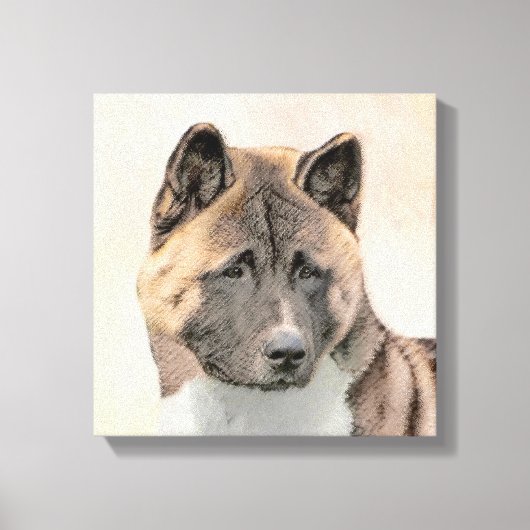 Akita Painting - Cute Original Dog Art Canvas Afdruk (Voorkant)