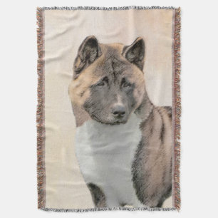 Akita Painting - Cute Original Dog Art Deken