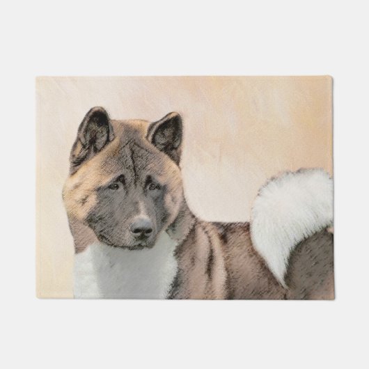Akita Painting - Cute Original Dog Art Deurmat (Voorkant)