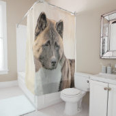 Akita Painting - Cute Original Dog Art Douchegordijn (In situ)