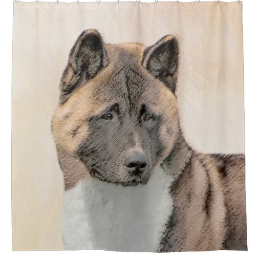 Akita Painting - Cute Original Dog Art Douchegordijn (Voorkant)