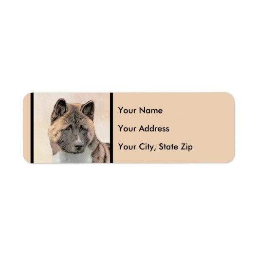 Akita Painting - Cute Original Dog Art Etiket (Voorkant)
