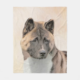 Akita Painting - Cute Original Dog Art Fleece Deken