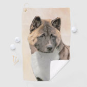 Akita Painting - Cute Original Dog Art Golfhanddoek (Insitu)