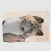 Akita Painting - Cute Original Dog Art Golfhanddoek (Horizontaal)