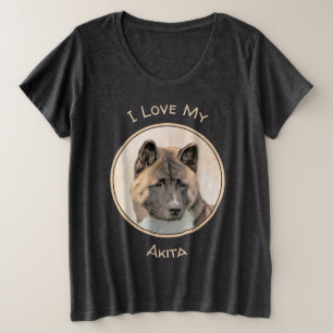 Akita Painting - Cute Original Dog Art Grote Maat T-shirt