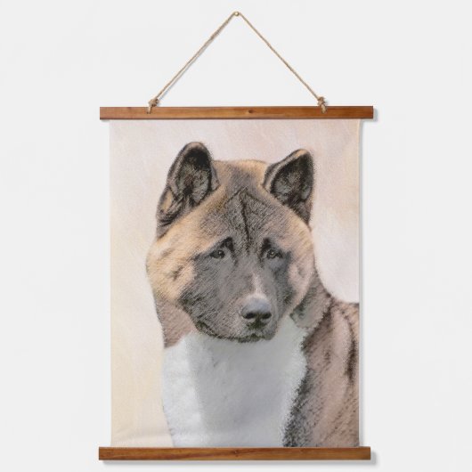 Akita Painting - Cute Original Dog Art Hangend Wandkleed (Voorkant)