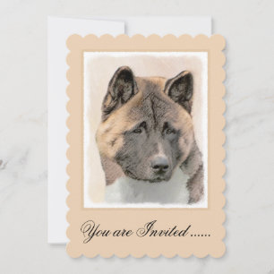 Akita Painting - Cute Original Dog Art Kaart