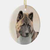 Akita Painting - Cute Original Dog Art Keramisch Ornament (Rechts)