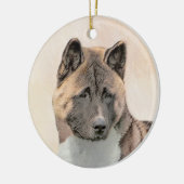 Akita Painting - Cute Original Dog Art Keramisch Ornament (Links)