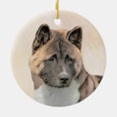 Akita Painting - Cute Original Dog Art Keramisch Ornament (Achterkant)