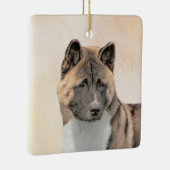 Akita Painting - Cute Original Dog Art Keramisch Ornament (Rechts)