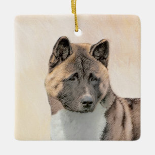 Akita Painting - Cute Original Dog Art Keramisch Ornament