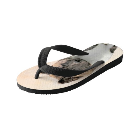 Akita Painting - Cute Original Dog Art Kinder Teenslippers (Schuin)