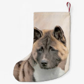 Akita Painting - Cute Original Dog Art Kleine Kerstsok (Achterkant)