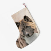 Akita Painting - Cute Original Dog Art Kleine Kerstsok (Achterkant (Hangend))